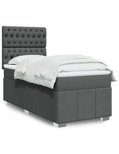 Giroletto a Molle con Materasso Grigio Scuro 80x200 cm Tessuto