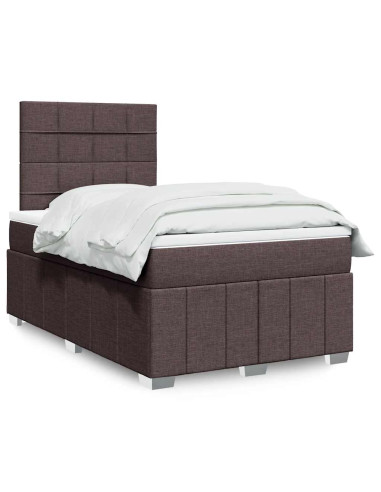 Giroletto a Molle con Materasso Marrone Scuro 120x190cm Tessuto