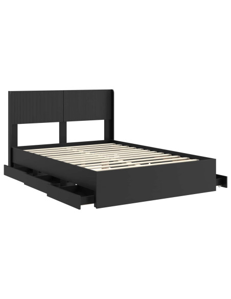 Struttura del letto con stoccaggio e testata Nero 120 x 190 cm