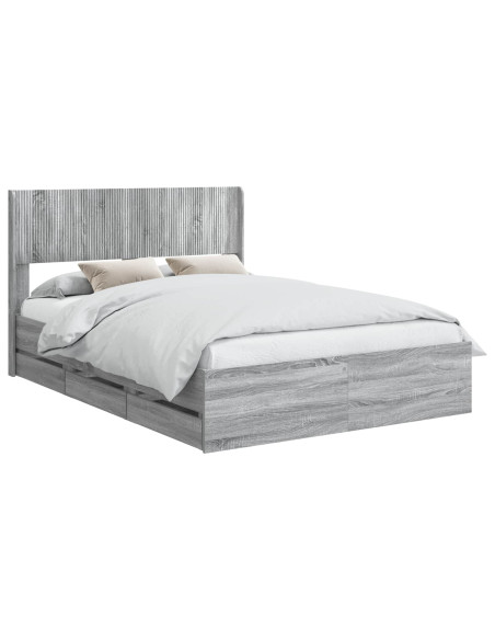 Struttura del letto con stoccaggio e testata Grigio Sonoma