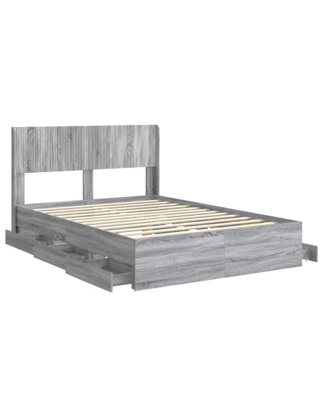Struttura del letto con stoccaggio e testata Grigio Sonoma