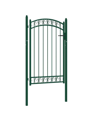 Cancello per recinzione EMMEN con parte superiore ad arco in acciaio 100x106 cm verde