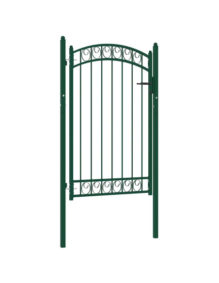 Cancello per recinzione EMMEN con parte superiore ad arco in acciaio 100x106 cm verde