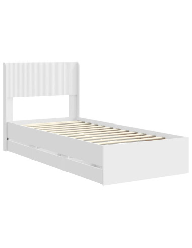 Struttura del letto con stoccaggio e testata Bianco 90 x 200 cm