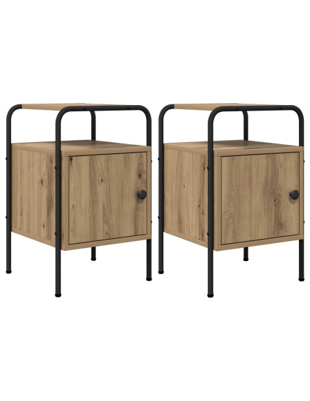 Armadio da Notte 2 pz Rovere Artigianale Legno ingegnerizzato