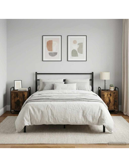 Armadio da Notte 2 pz Rovere Fumo Legno ingegnerizzato