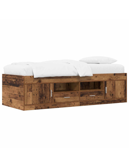 Telaio del letto con storage con porta Legno antico 80 x 200 cm