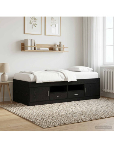 Telaio del letto con storage con porta Rovere Nero 80 x 200 cm