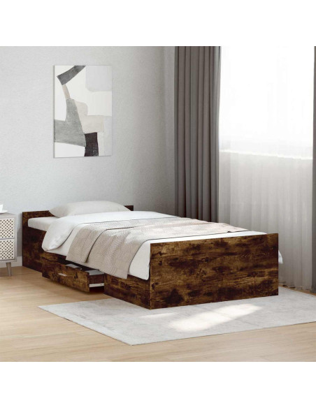 Telaio del letto con storage Rovere Fumo 80 x 200 cm