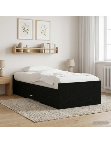 Telaio del letto con storage Rovere Nero 80 x 200 cm