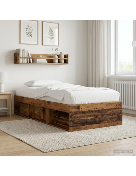 Telaio del letto con storage Legno antico 80 x 200 cm
