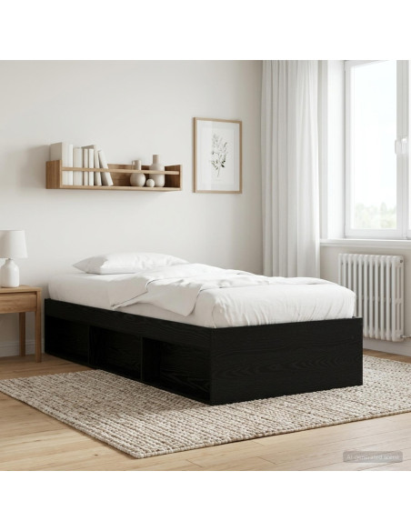 Telaio del letto con storage Rovere Nero 80 x 200 cm