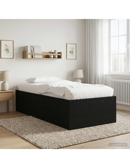 Struttura letto a pavimento Rovere Nero 80 x 200 cm
