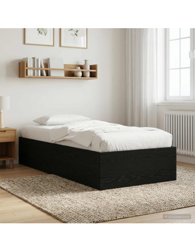 Struttura letto a pavimento Rovere Nero 80 x 200 cm