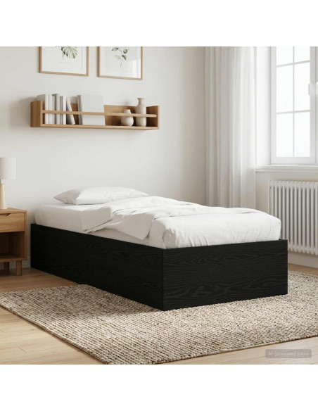 Struttura letto a pavimento Rovere Nero 80 x 200 cm