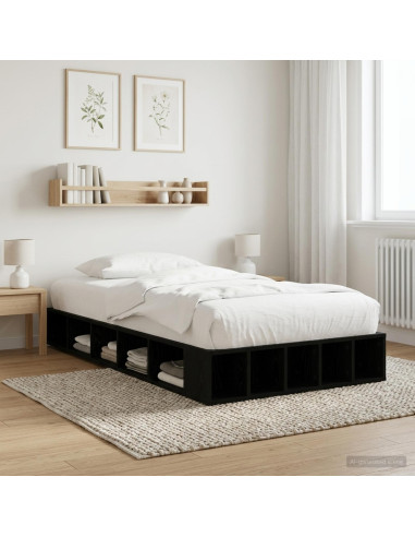 Telaio del letto con storage Rovere Nero 80 x 200 cm