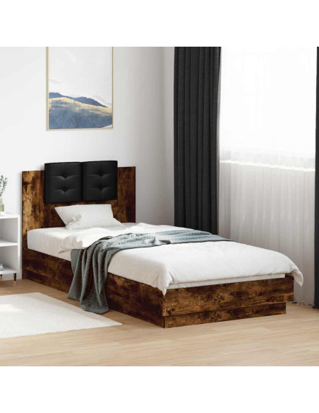 Struttura letto con testata Rovere Fumo 80 x 200 cm