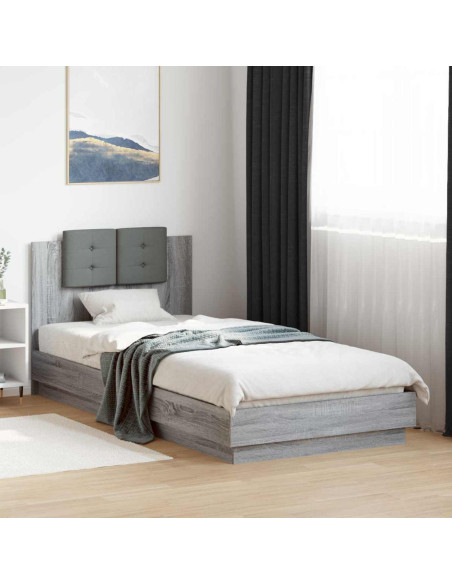 Struttura letto con testata Sonoma grigio 80 x 200 cm