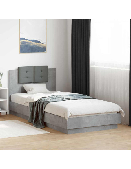 Struttura letto con testata Grigio Cemento 80 x 200 cm