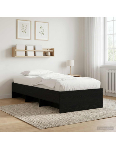 Struttura del letto con lo scaffale Rovere Nero 80 x 200 cm
