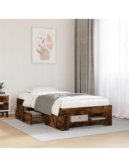 Telaio del letto con storage Rovere Fumo 80 x 200 cm