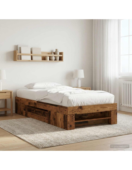 Telaio del letto con storage Legno antico 80 x 200 cm