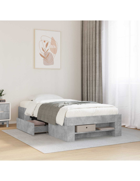 Telaio del letto con storage Grigio Cemento 80 x 200 cm