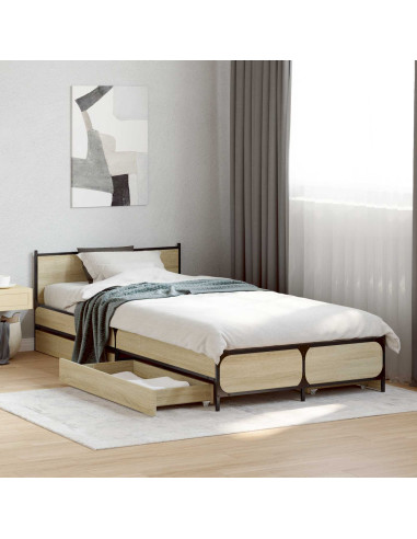 Struttura letto con testata con ruota Rovere Sonoma 80 x 200 cm