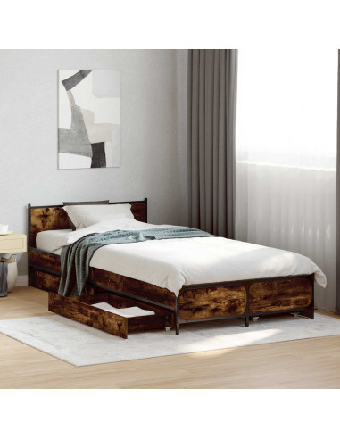 Struttura letto con testata con ruota Rovere Fumo 80 x 200 cm