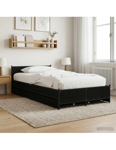 Struttura letto con testata con ruota Rovere Nero 80 x 200 cm