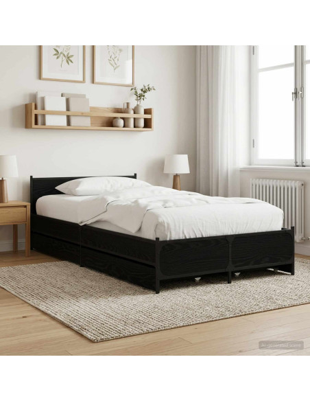 Struttura letto con testata con ruota Rovere Nero 80 x 200 cm