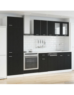 Unità Cucina Lyon 8 pcs Rovere Nero Legno ingegnerizzato
