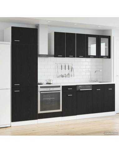 Unità Cucina Lyon 8 pcs Rovere Nero Legno ingegnerizzato