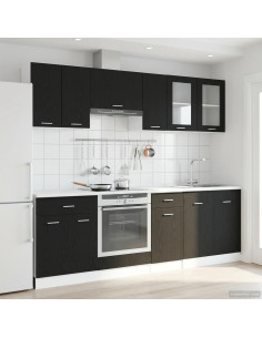 Unità Cucina Lyon 8 pcs Rovere Nero Legno multistrato