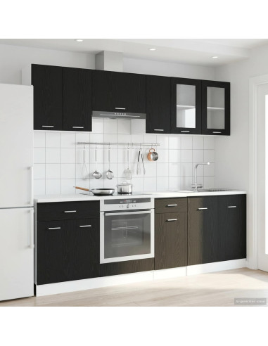 Unità Cucina Lyon 8 pcs Rovere Nero Legno multistrato