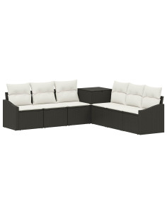 Set di divani 7 pcs Nero e Bianco Crema