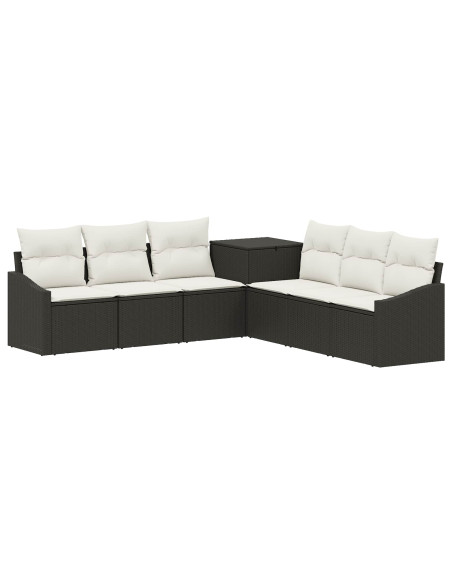 Set di divani 7 pcs Nero e Bianco Crema
