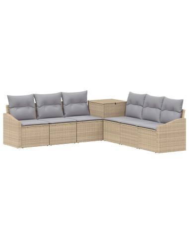 Set di divani 7 pcs Beige e Grigio Chiaro