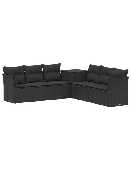 Set di divani 7 pcs Nero Rattan sintetico e Acciaio