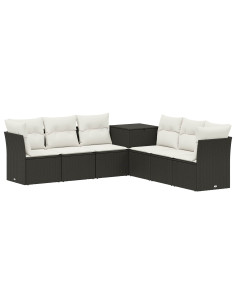 Set di divani 7 pcs Nero e Bianco Crema