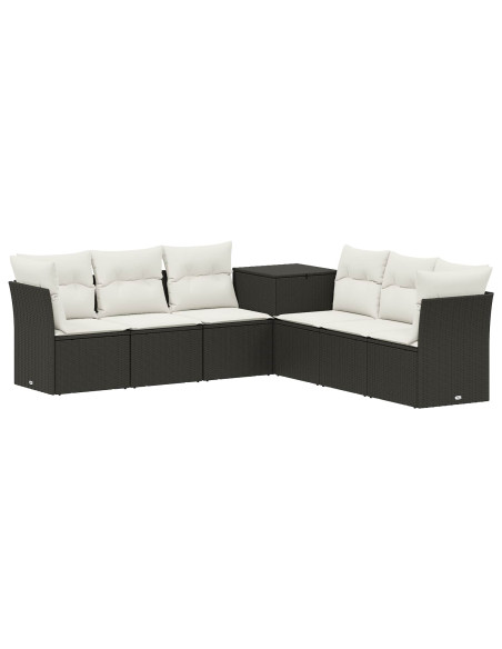 Set di divani 7 pcs Nero e Bianco Crema