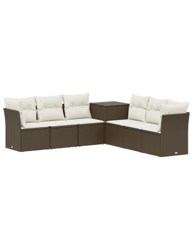 Set di divani 7 pcs Marrone e Bianco Crema