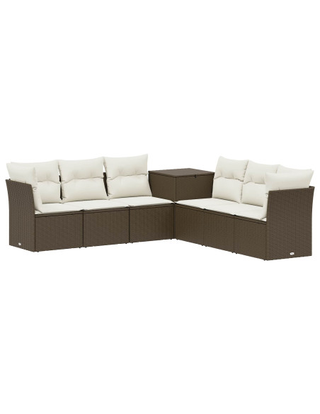 Set di divani 7 pcs Marrone e Bianco Crema