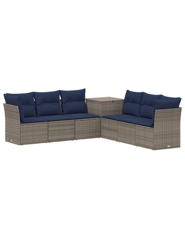 Set di divani 7 pcs Grigio e Blu Navy