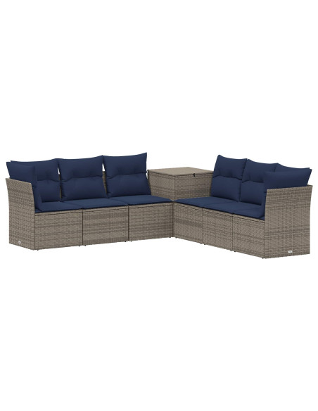 Set di divani 7 pcs Grigio e Blu Navy