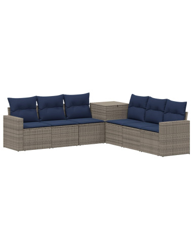 Set di divani 7 pcs Grigio e Blu Navy