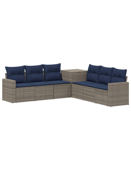 Set di divani 7 pcs Grigio e Blu Navy