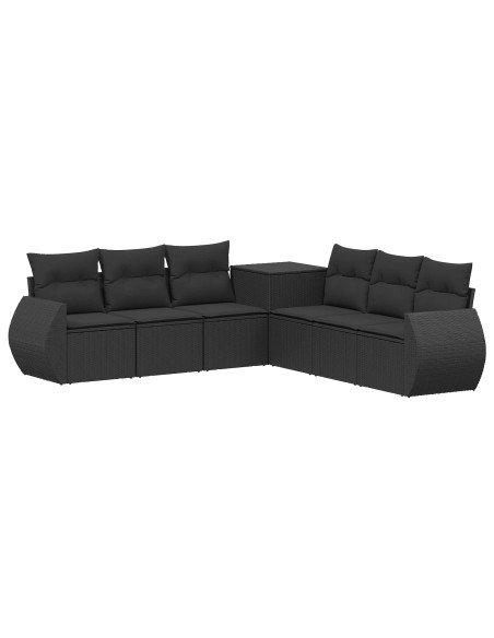 Set di divani 7 pcs Nero Rattan sintetico e Acciaio