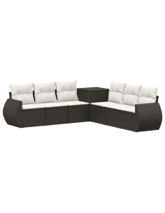Set di divani 7 pcs Nero e Bianco Crema