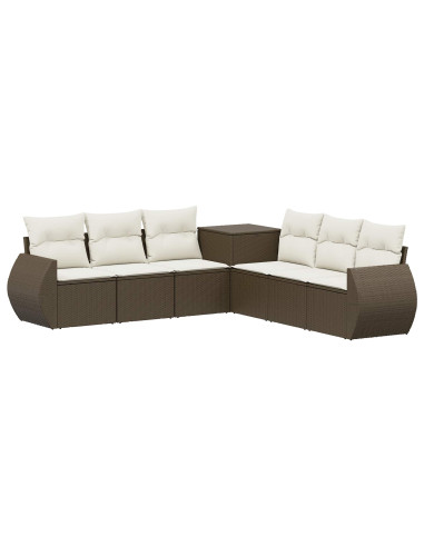 Set di divani 7 pcs Marrone e Bianco Crema